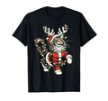 Maine Coon Cat Santa Hat Tree Light T-Shirt - Aesthetic Graphic Men Women - T-Shirt, Sweatshirt, Hoodie
