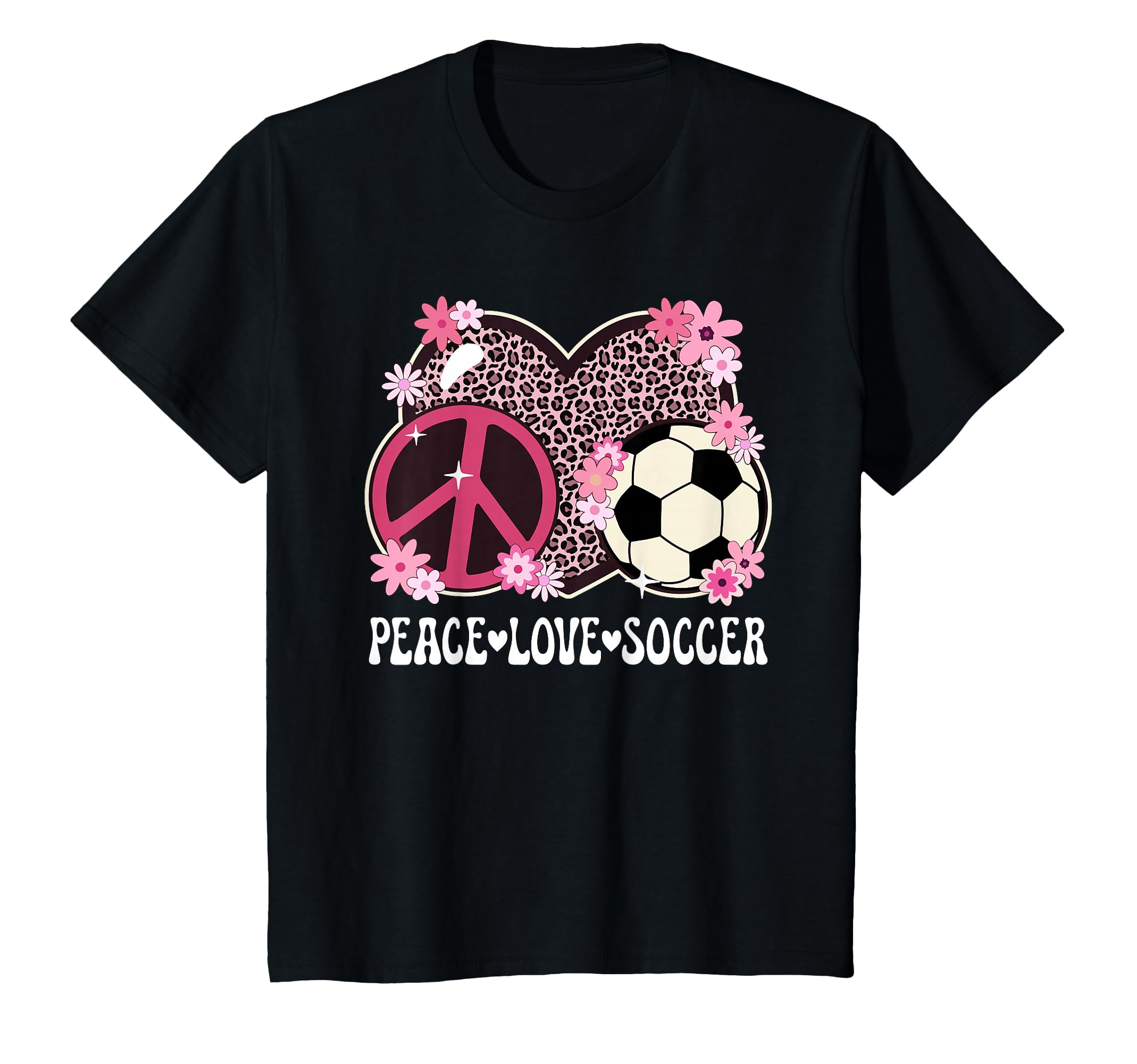 Peace Love Soccer Lover Leopard T-Shirt - Streetwear Style for Adults - T-Shirt, Sweatshirt, Hoodie