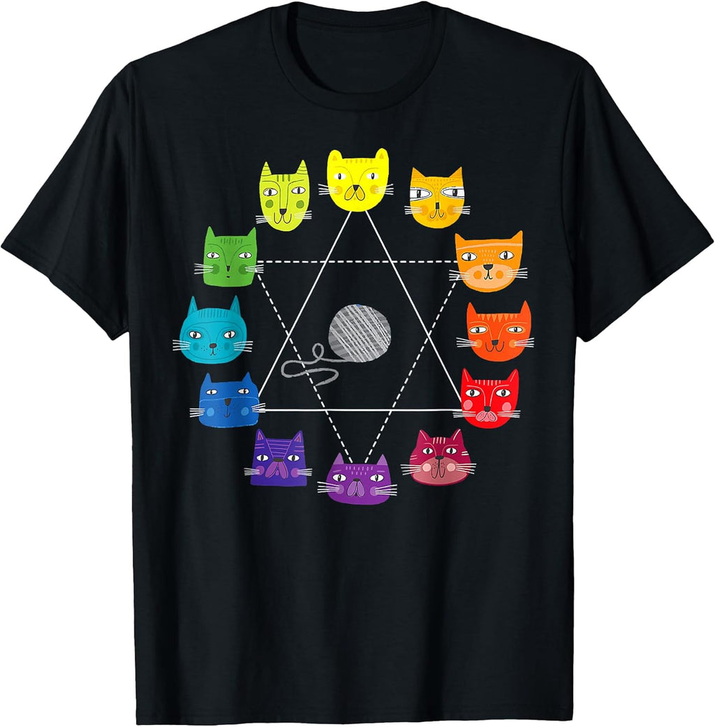 Cat Themed Artist Color Wheel Educational Art - Adult & Kids T-Shirts, Sweatshirts & Hoodies apparel design preview 1