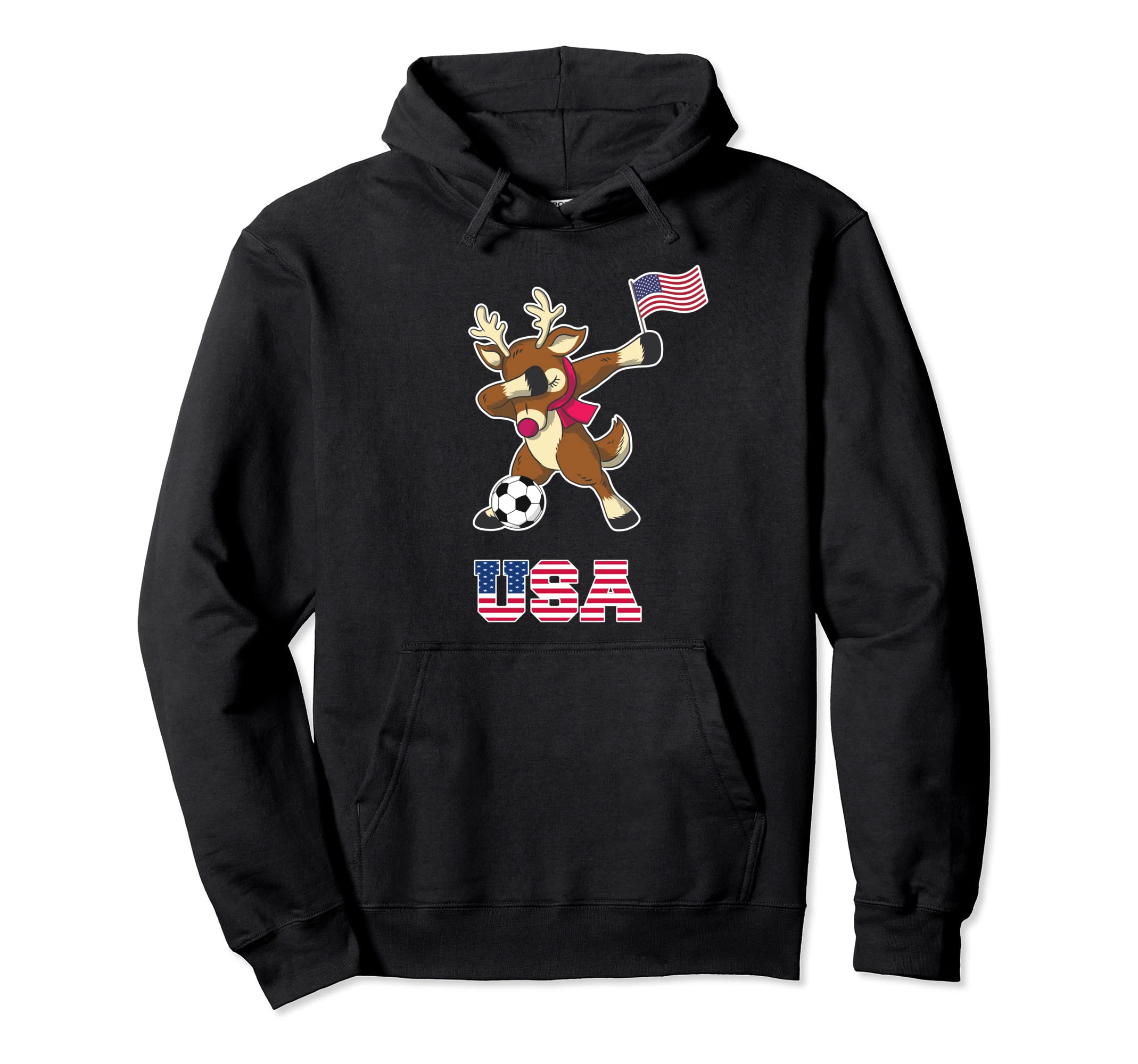 Usa Soccer Reindeer America Flag Soccer Hoodie - Streetwear Style Men Women - T-Shirt, Sweatshirt, Hoodie