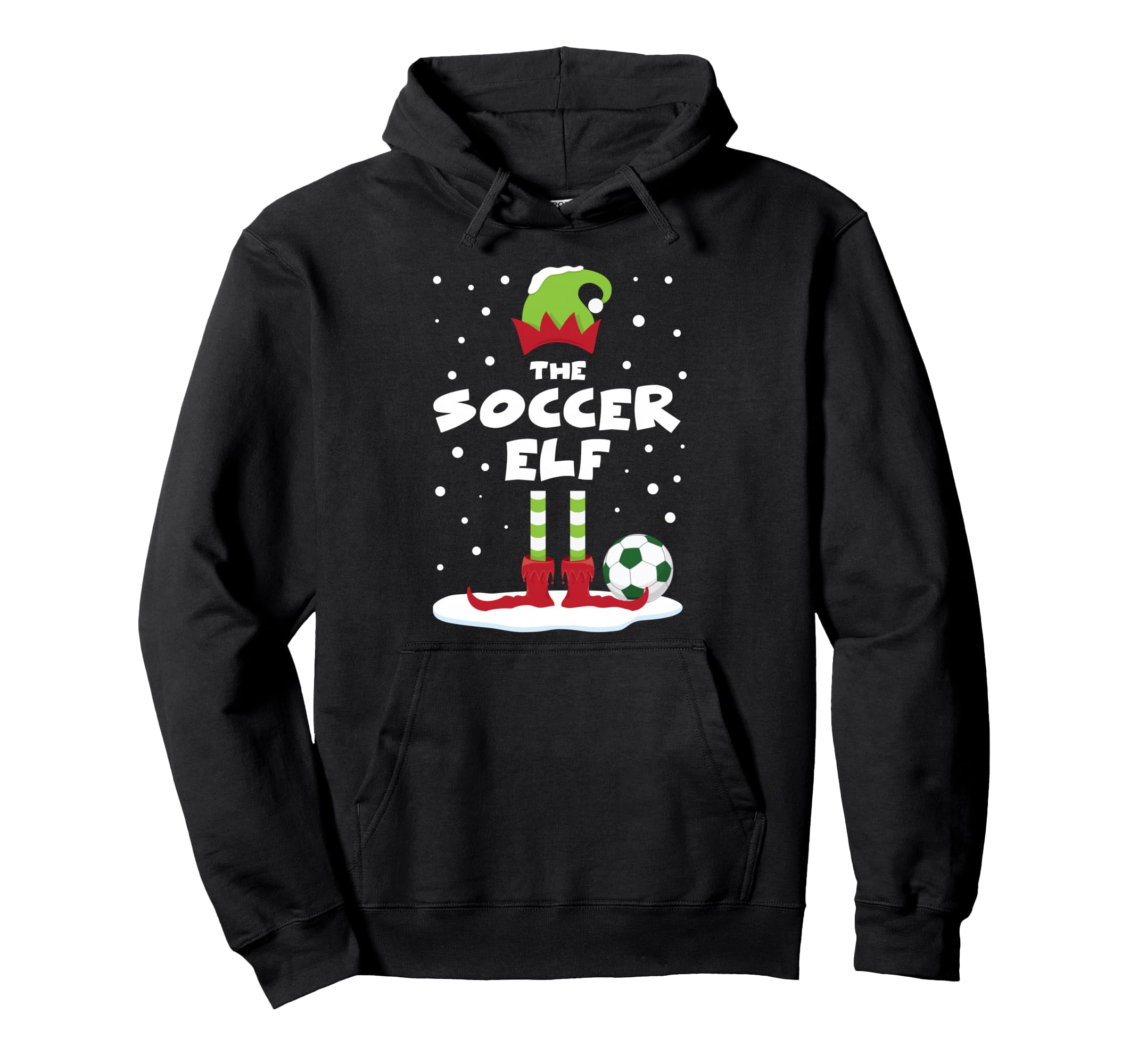 Snowy Soccer Elf Matching Family Costume Hoodie - Graphic Print for Adults - T-Shirt, Sweatshirt, Hoodie