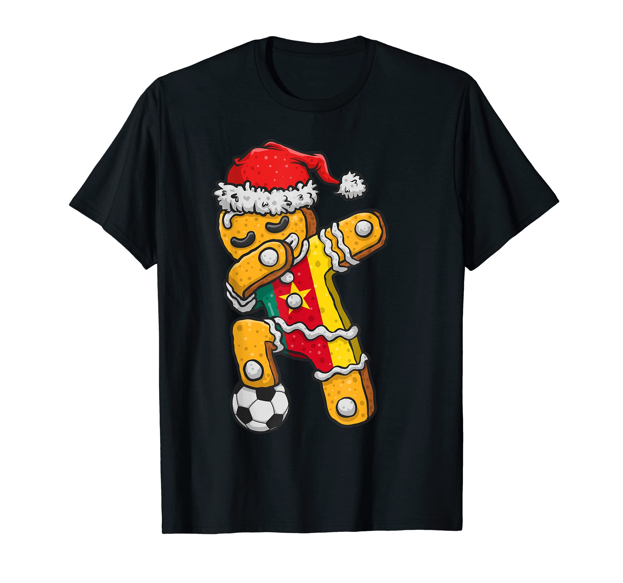 Soccer Dabbing Gingerbread Cameroon T-Shirt - Trendy Graphic Unisex - T-Shirt, Sweatshirt, Hoodie