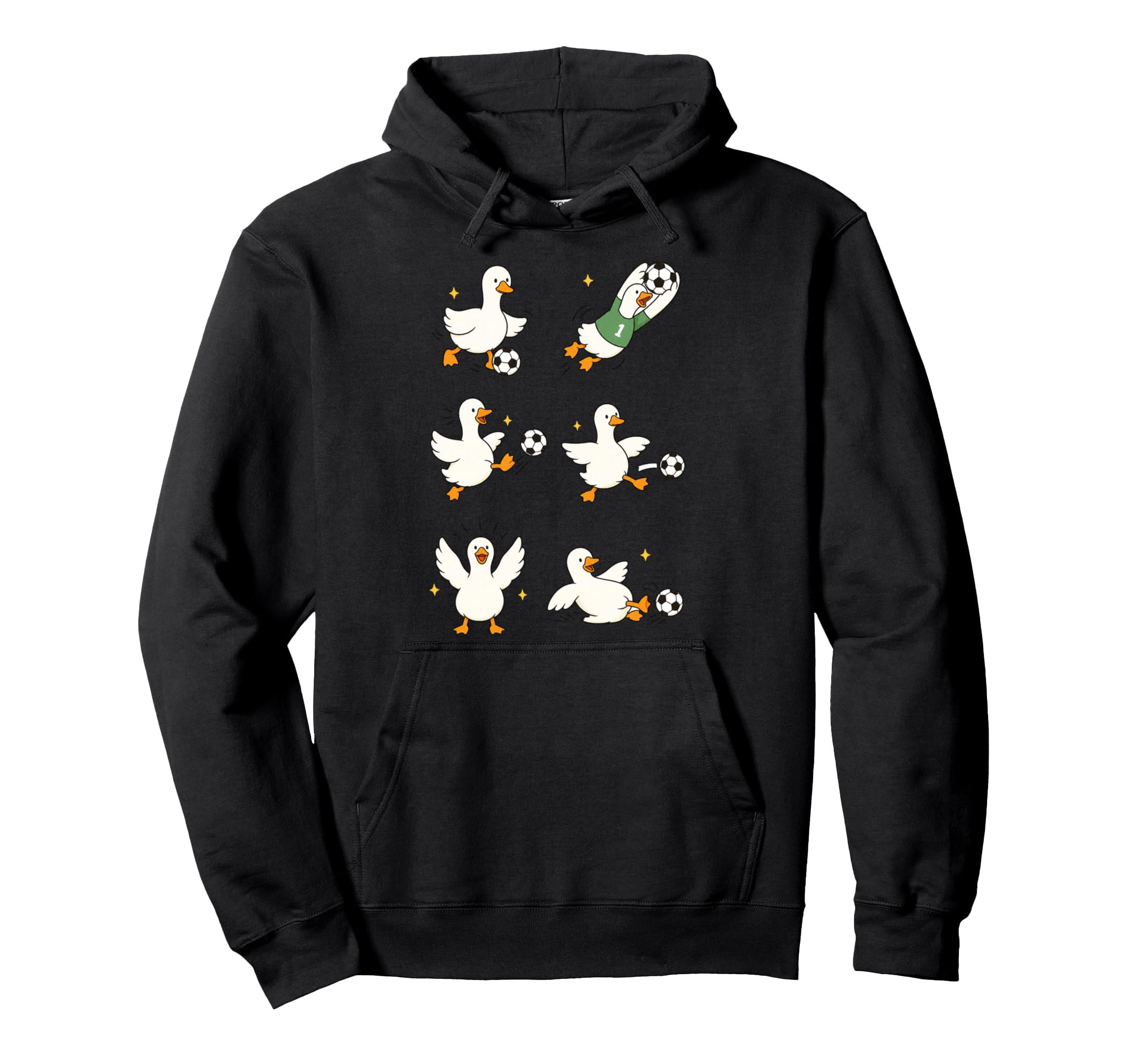 Silly Goose Playing Soccer Player Hoodie - Minimalist Print for Adults - T-Shirt, Sweatshirt, Hoodie