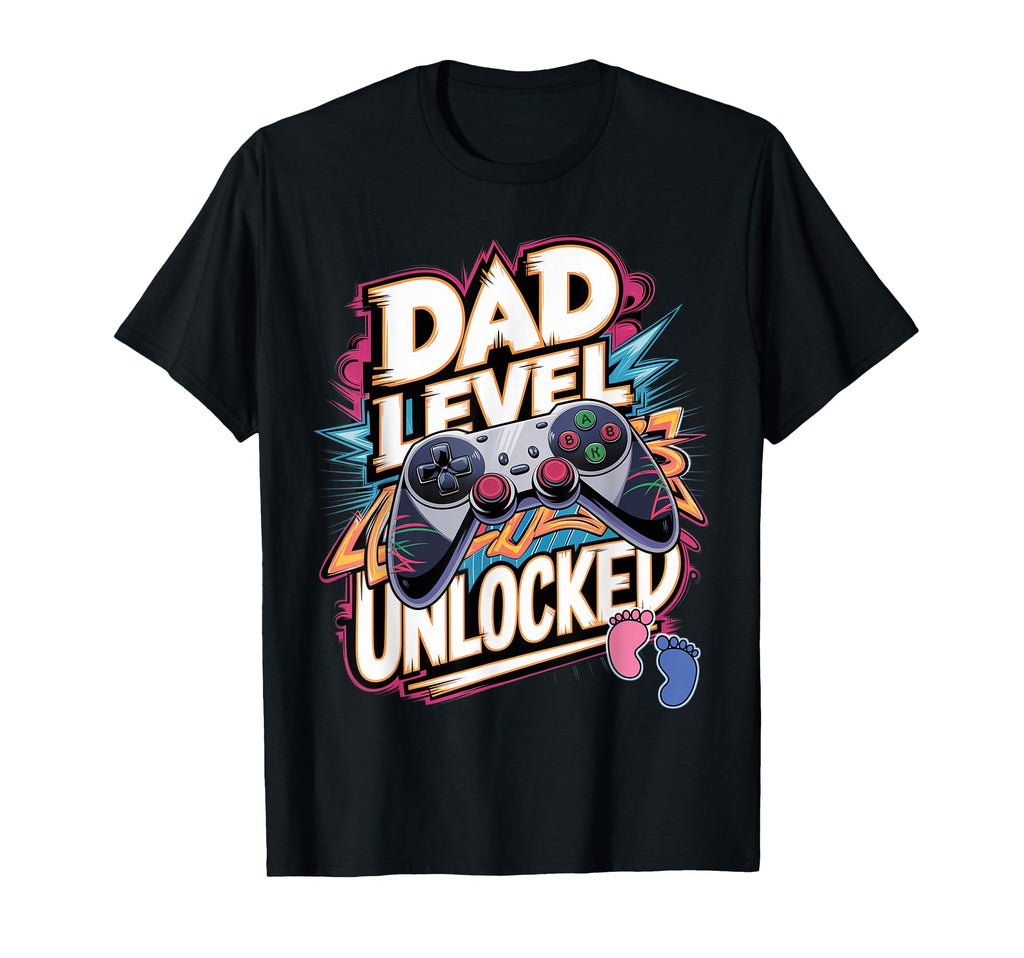 Dad Level Unlocked New Dad Video Gamer T-Shirt - Minimalist Print Unisex - T-Shirt, Sweatshirt, Hoodie