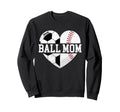 Ball Mom Heart Funny Baseball Soccer Mom Sweatshirt - Unique Graphic Unisex - T-Shirt, Sweatshirt, Hoodie