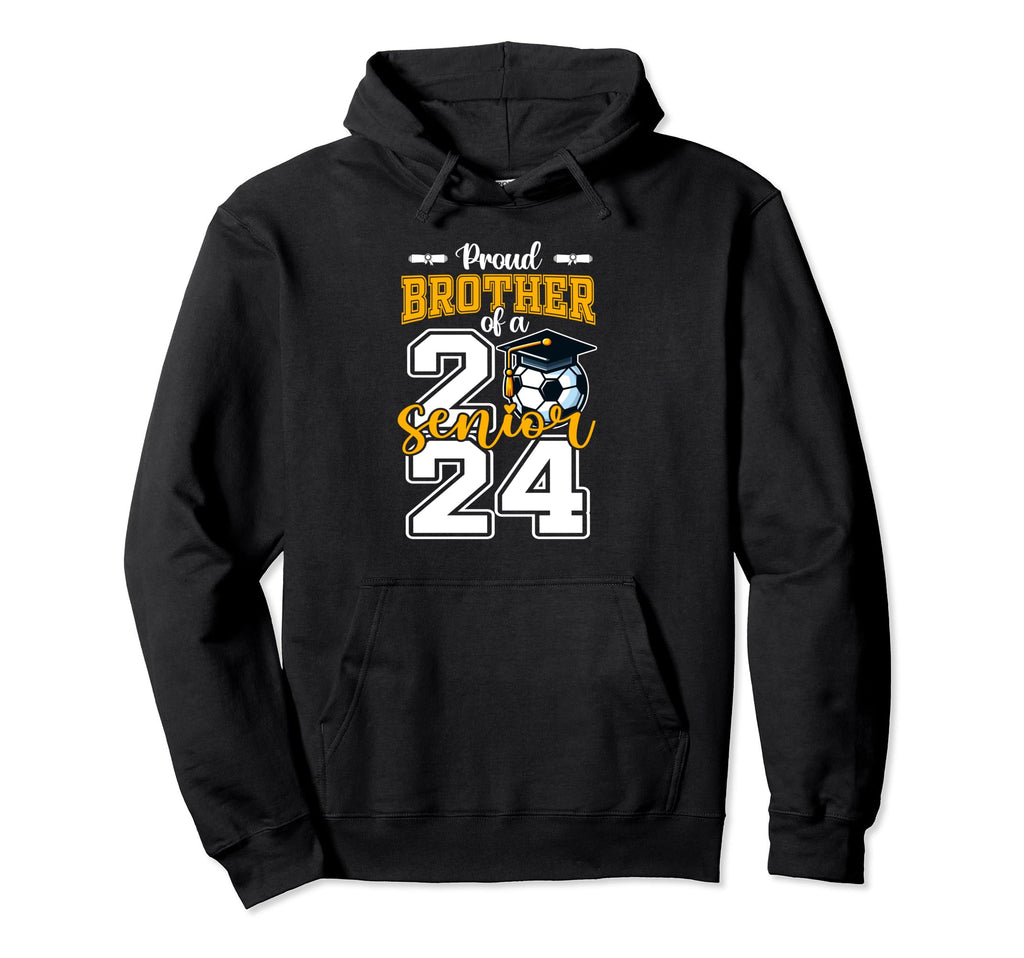 Proud Brother 2024 Soccer Senior Hoodie - Aesthetic Graphic Men Women - T-Shirt, Sweatshirt, Hoodie