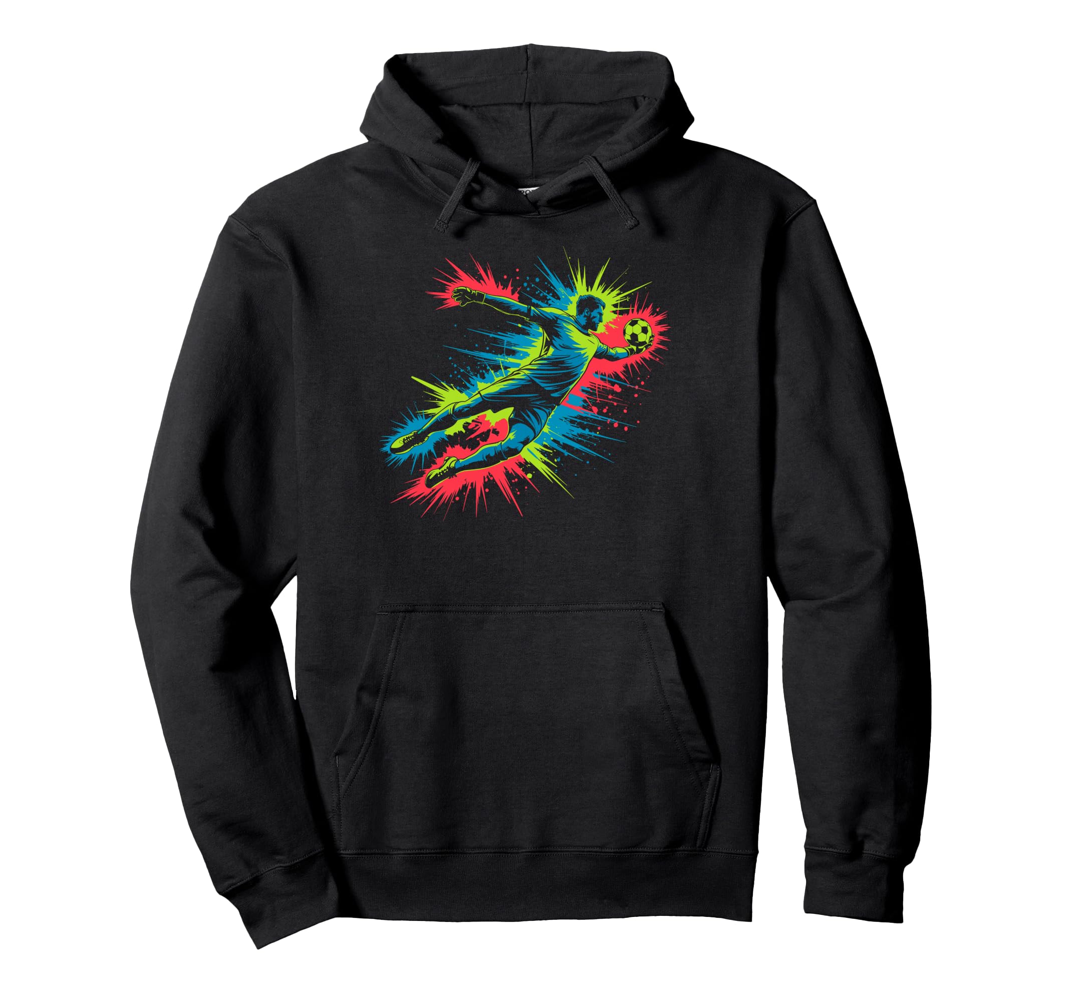 Colorful Funny Soccer Goalie Player Fan Hoodie - Unique Graphic Unisex - T-Shirt, Sweatshirt, Hoodie