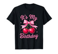 Its My Birthday Coquette Bow Cherry T-Shirt - Minimalist Print Men Women - T-Shirt, Sweatshirt, Hoodie