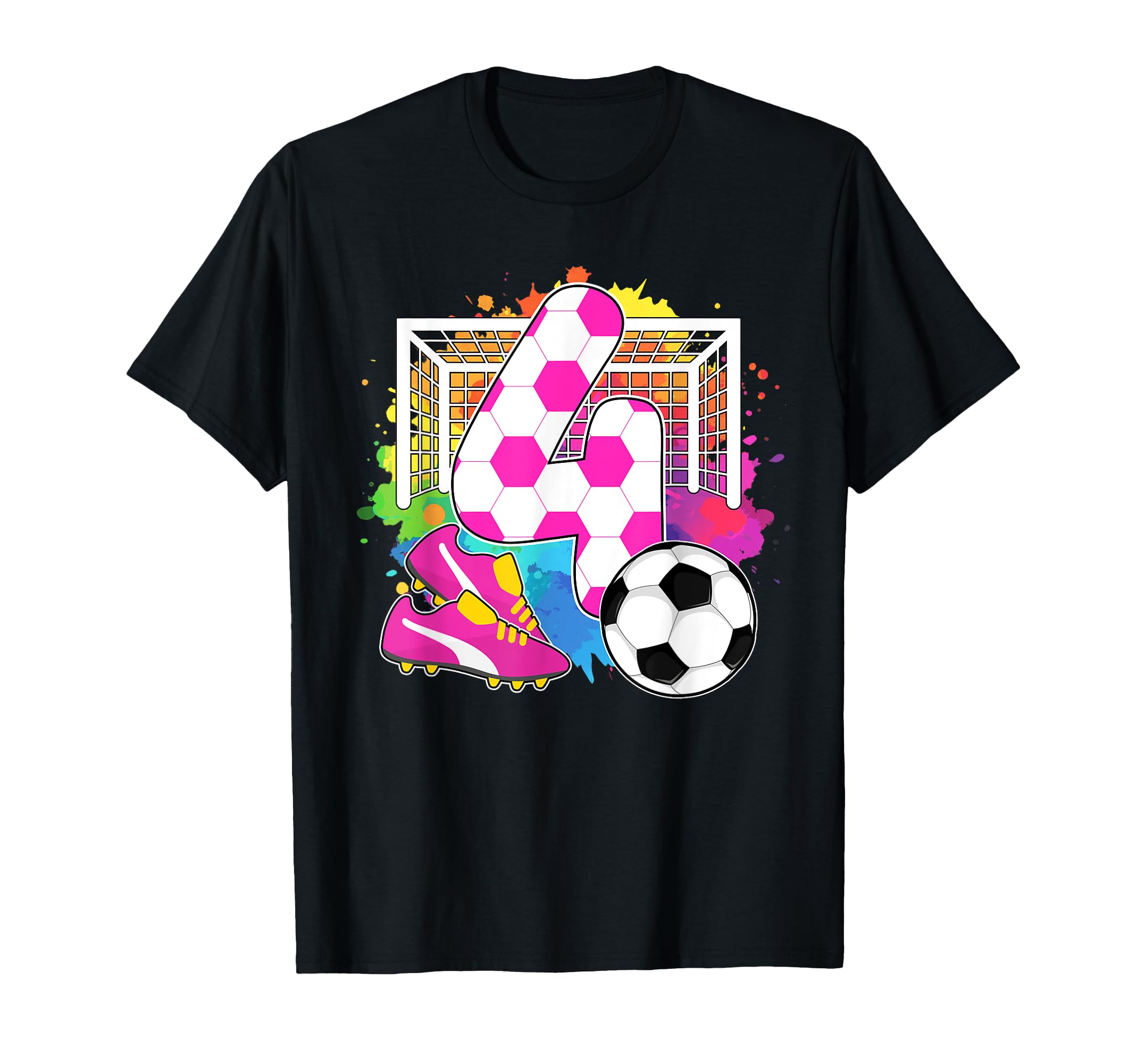 4 Years Old Birthday 4Th Birthday Soccer T-Shirt - Custom Art Print Unisex - T-Shirt, Sweatshirt, Hoodie