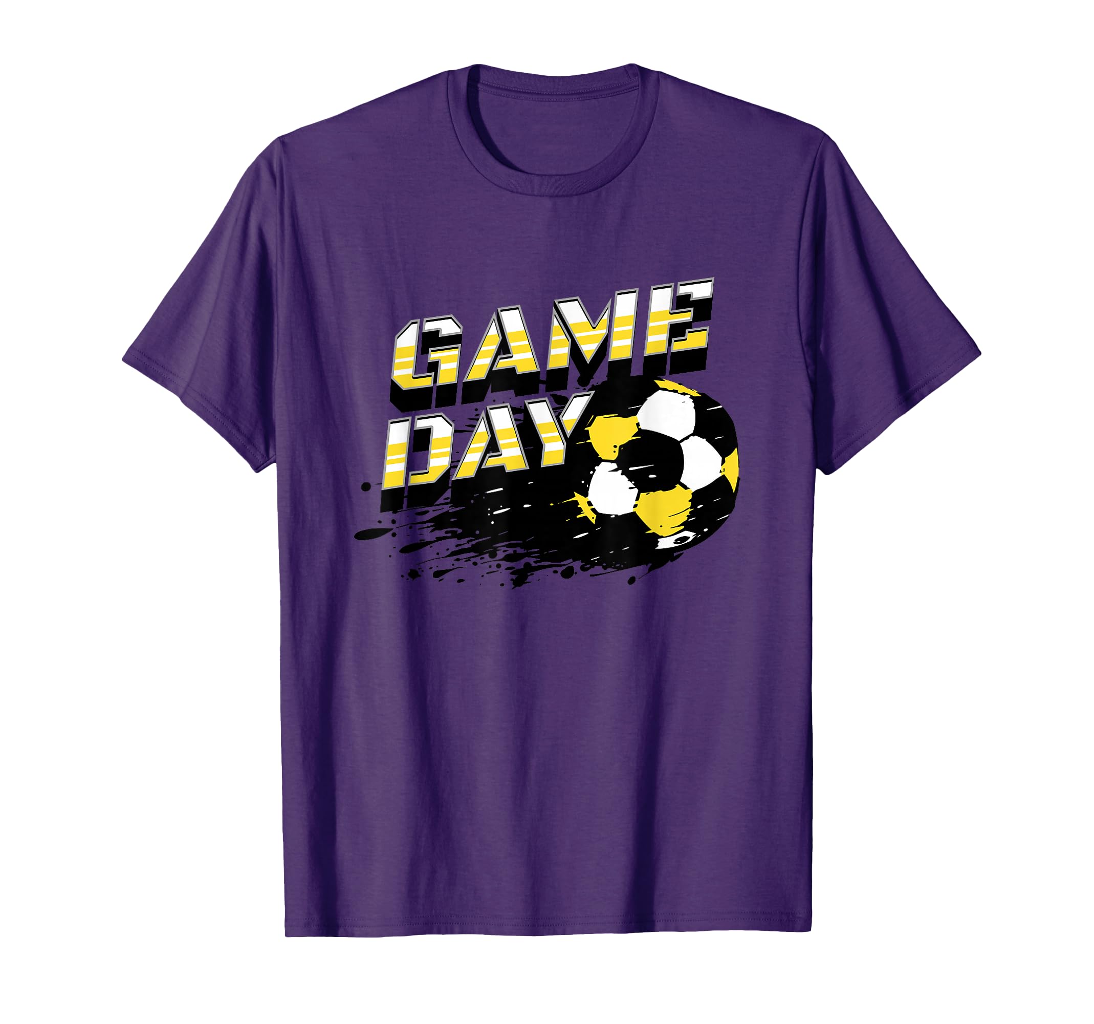 Soccer Game Day Splatter Yellow Black T-Shirt - Unique Graphic Men Women - T-Shirt, Sweatshirt, Hoodie