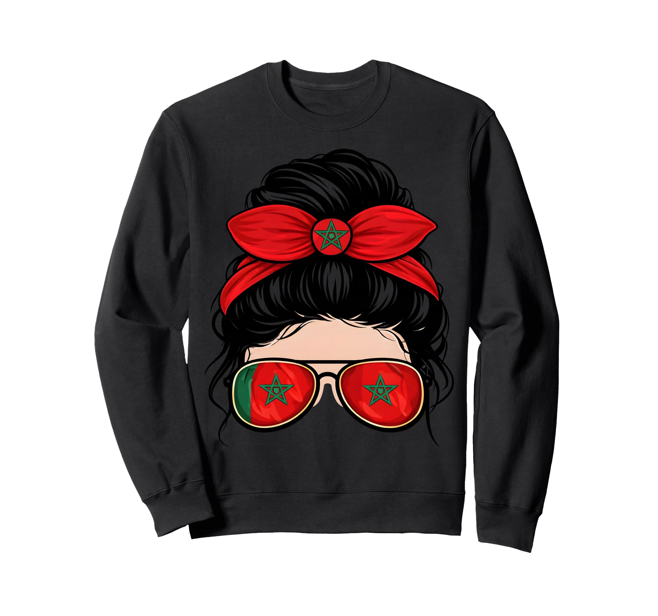 Moroccan Flag Sunglasses Sweatshirt - Casual Everyday Wear Men Women - T-Shirt, Sweatshirt, Hoodie