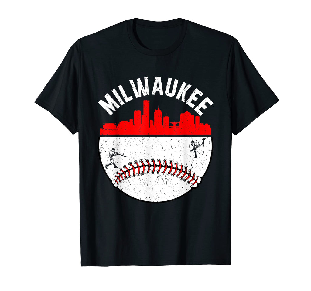 Milwaukee Cityscape Baseball T-Shirt - Minimalist Print for Adults - T-Shirt, Sweatshirt, Hoodie