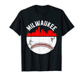 Milwaukee Cityscape Baseball T-Shirt - Minimalist Print for Adults - T-Shirt, Sweatshirt, Hoodie