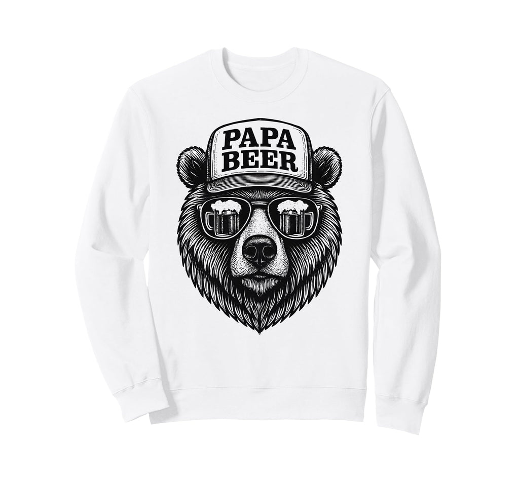 Papa Beer Funny Dad Bear Drinking Sweatshirt - Aesthetic Graphic Men Women - T-Shirt, Sweatshirt, Hoodie