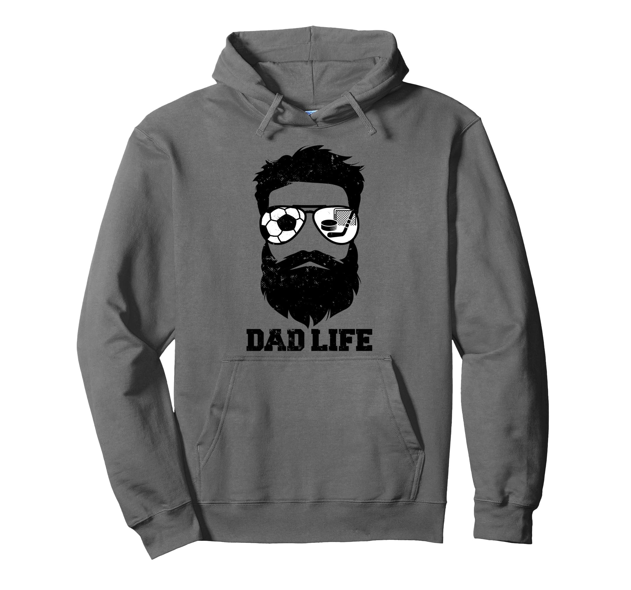 Soccer Hockey Dad Messy Hair Beard Hoodie - Trendy Graphic Men Women - T-Shirt, Sweatshirt, Hoodie