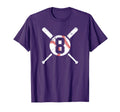 Baseball Number 8 Eight Distressed T-Shirt - Custom Art Print for Adults - T-Shirt, Sweatshirt, Hoodie