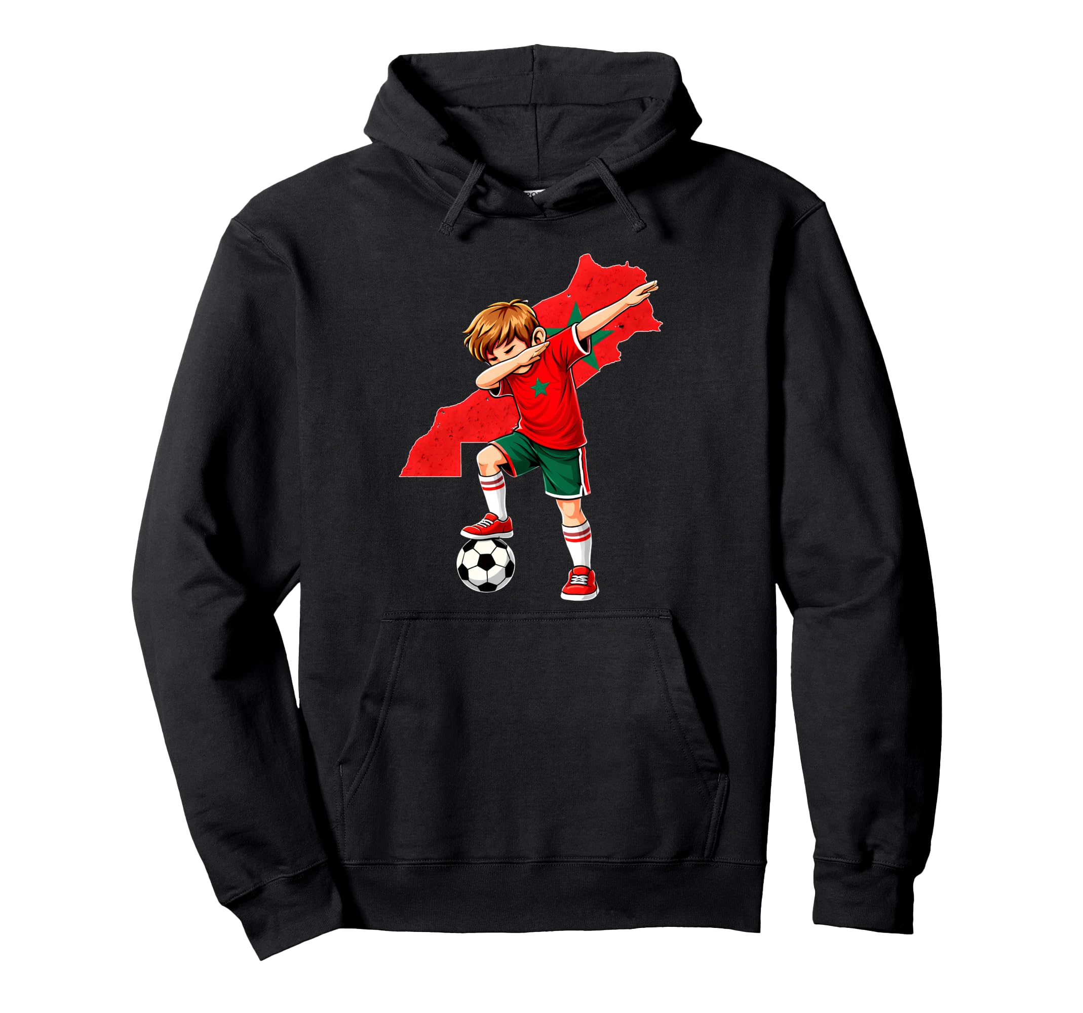 Dabbing Soccer Morocco Jersey Hoodie - Novelty Apparel for Adults - T-Shirt, Sweatshirt, Hoodie