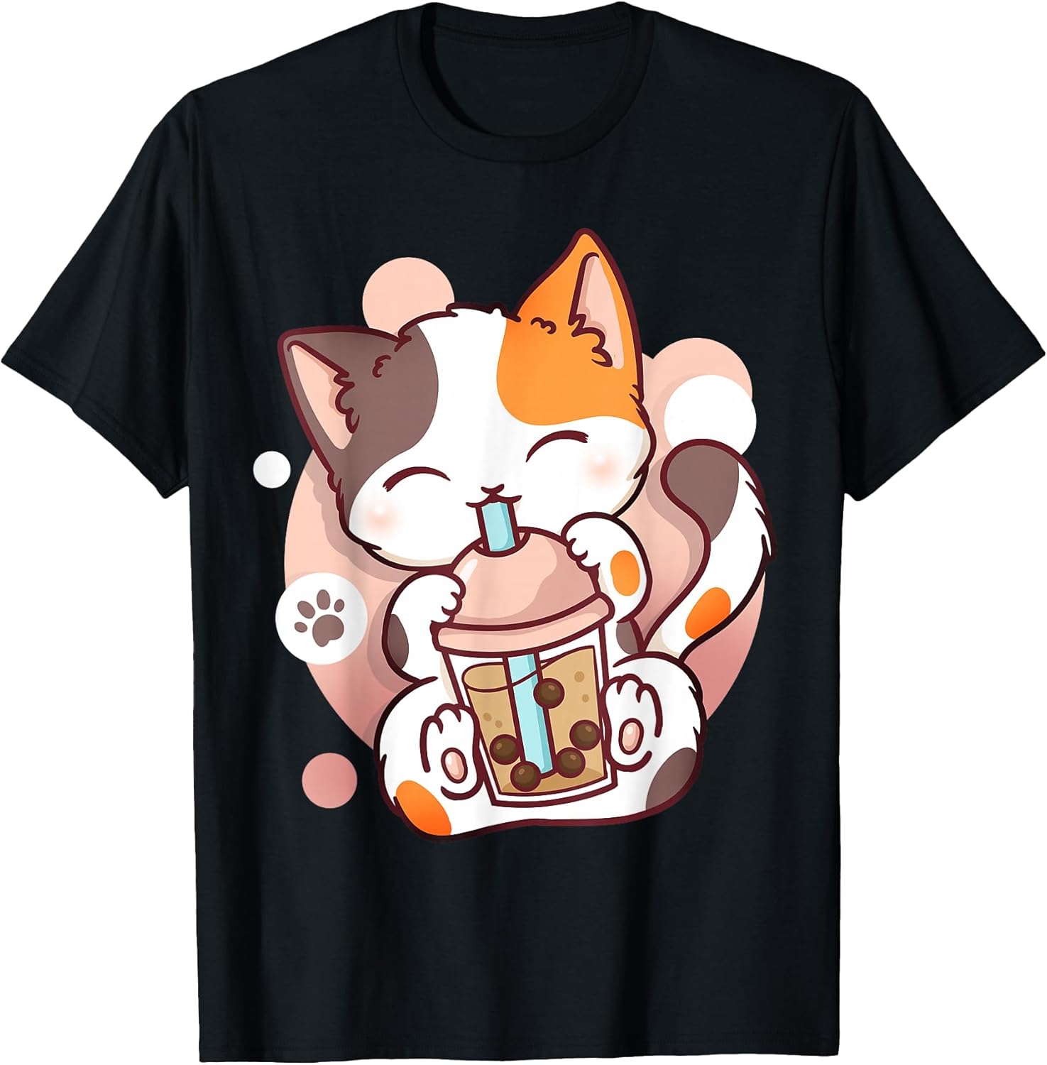 Cat Boba Tea Bubble Anime Kawaii Neko Small - Adult & Kids T-Shirts, Sweatshirts & Hoodies apparel design preview 1