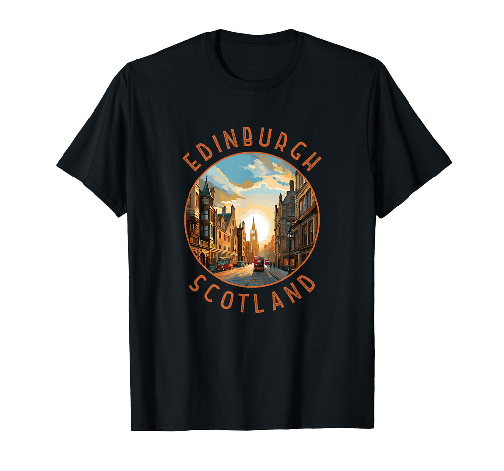 Edinburgh Scotland Distressed Circle T-Shirt - Unique Graphic Unisex - T-Shirt, Sweatshirt, Hoodie
