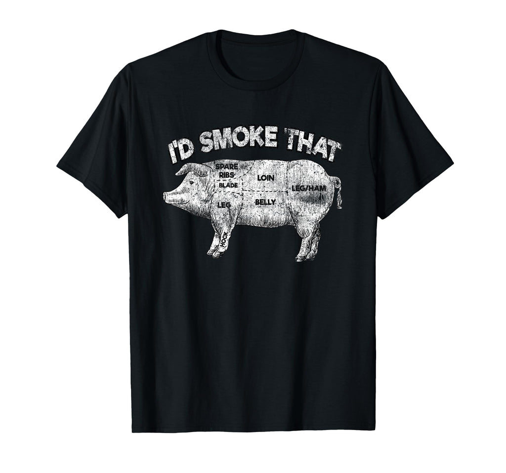 Id Smoke That Funny Bbq Smoker Pig T-Shirt - Trendy Graphic for Adults - T-Shirt, Sweatshirt, Hoodie