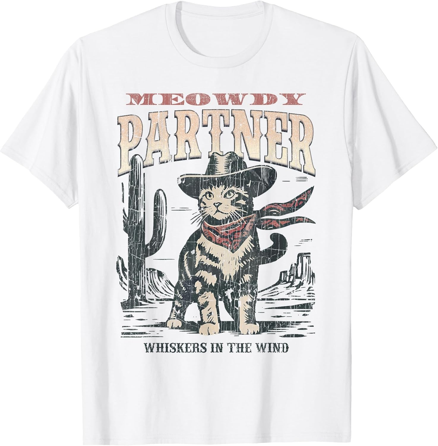 Meowdy Partner Cowboy Cat Vintage - Adult & Kids T-Shirts, Sweatshirts & Hoodies apparel design preview 1