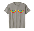 Support Gay Les Pride Rainbow Boobs T-Shirt - Novelty Apparel for Adults - T-Shirt, Sweatshirt, Hoodie
