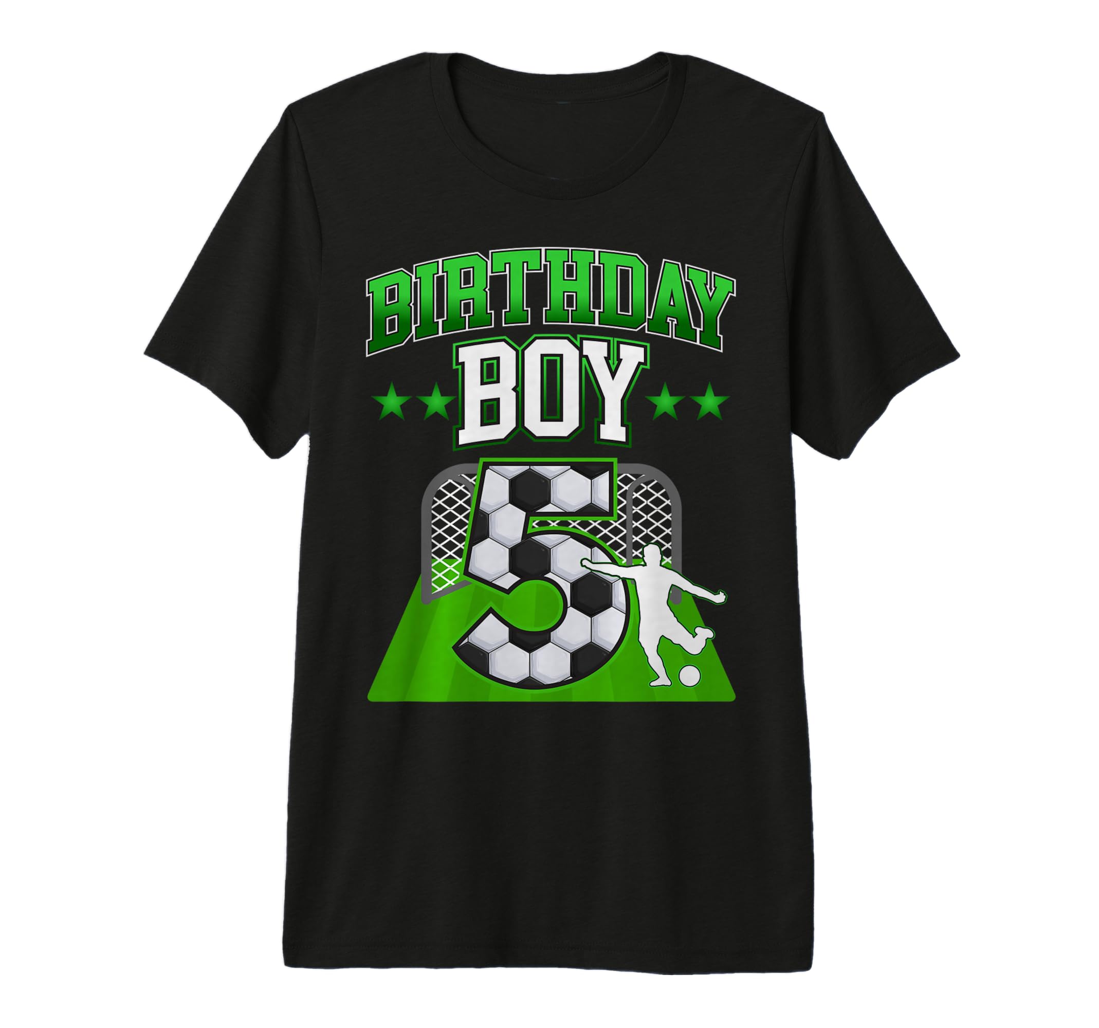 Soccer Themed Birthday Outfit 5 Year T-Shirt - Custom Art Print for Adults - T-Shirt, Sweatshirt, Hoodie