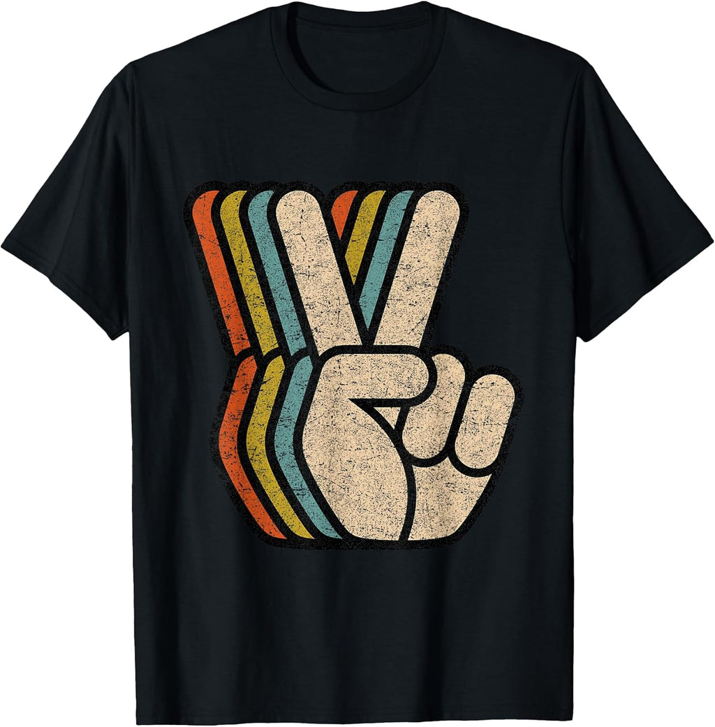 Retro Peace Sign V Fingers Vintage 60s 70s 80s Cool - Adult & Kids T-Shirts, Sweatshirts & Hoodies apparel design preview 1