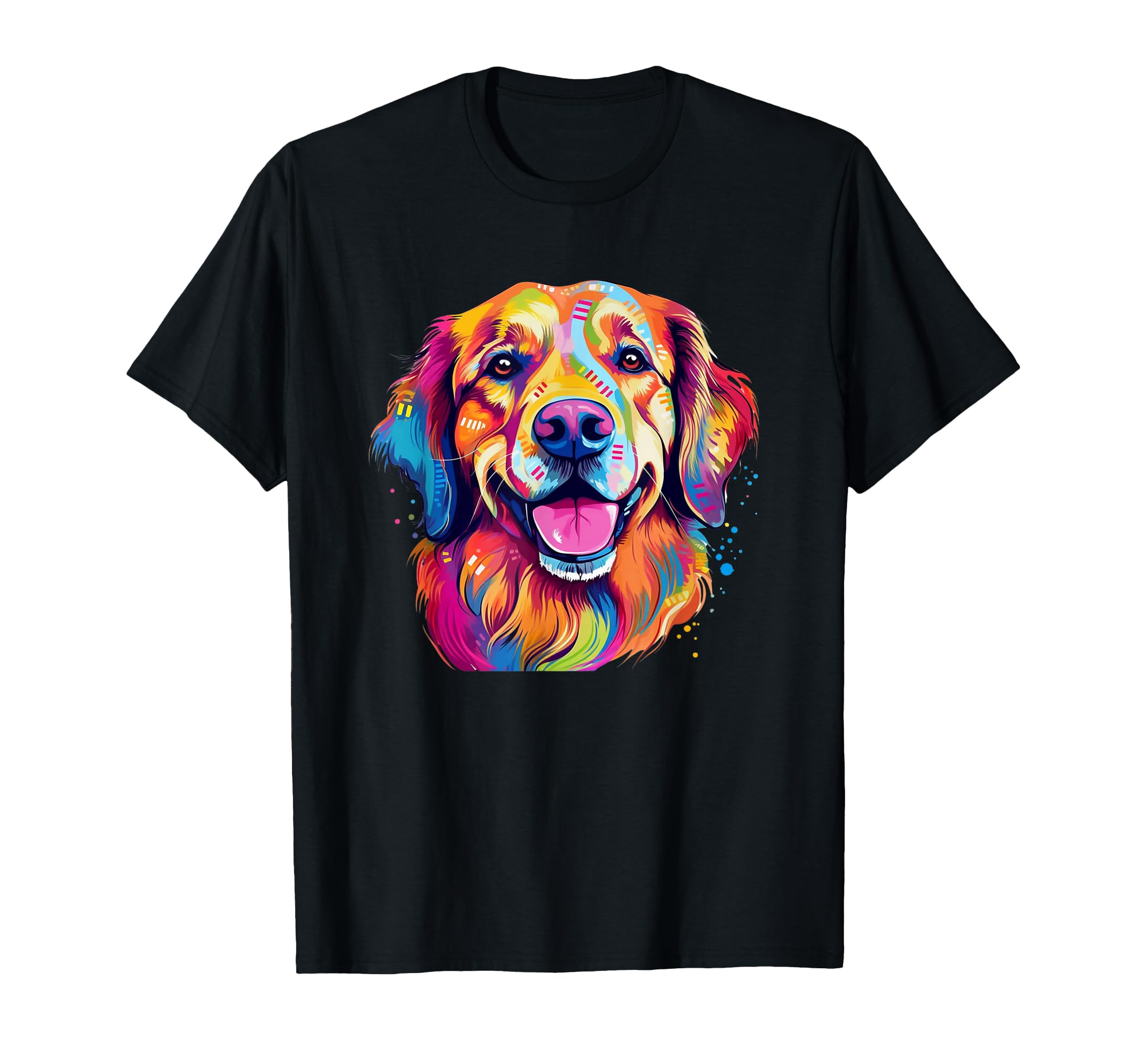 Colorful Golden Retriever Big Eyes Portrait T-Shirt - Graphic Print Unisex - T-Shirt, Sweatshirt, Hoodie