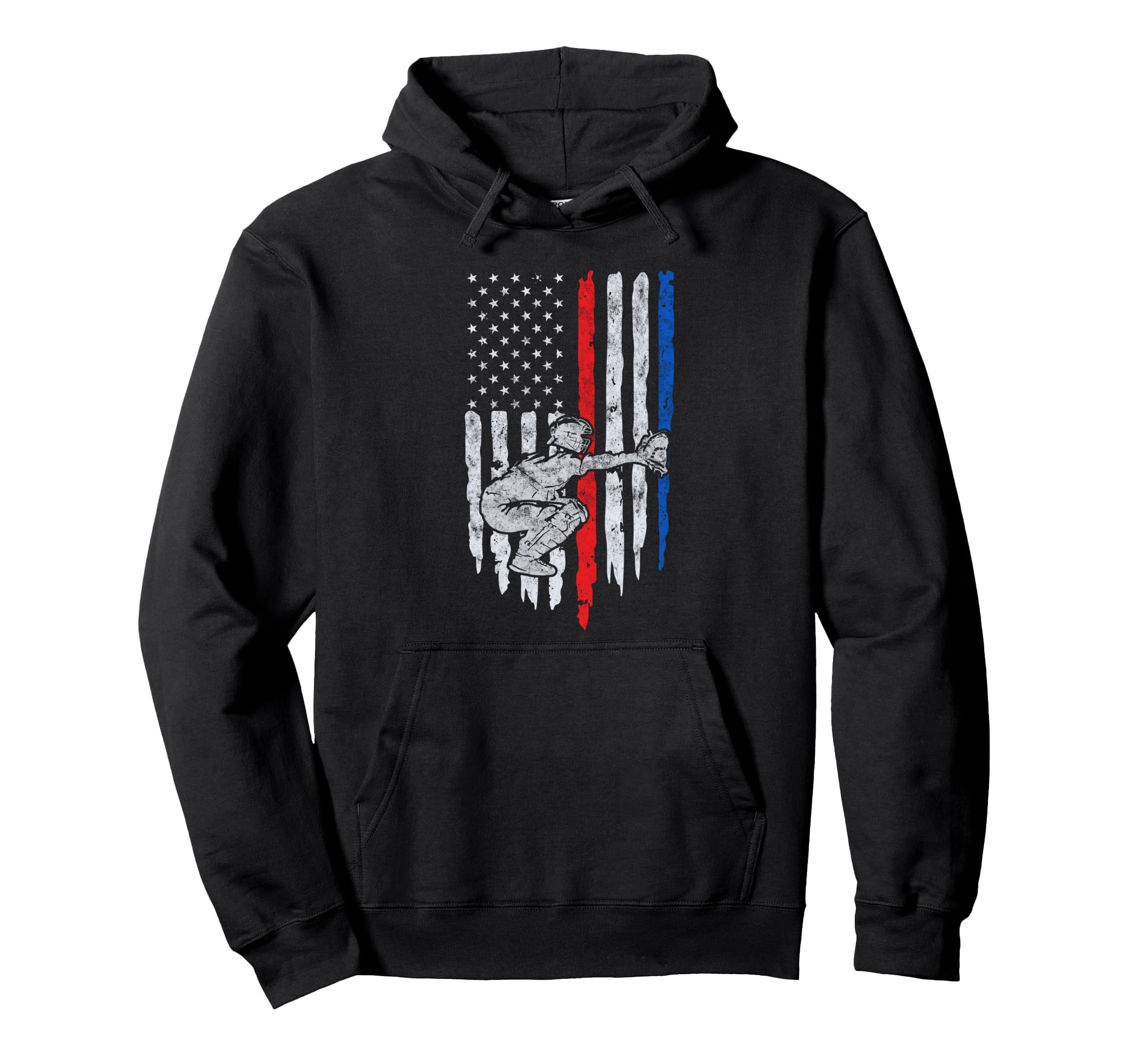 Baseball Us Flag Baseball Dad Hoodie - Casual Everyday Wear for Adults - T-Shirt, Sweatshirt, Hoodie
