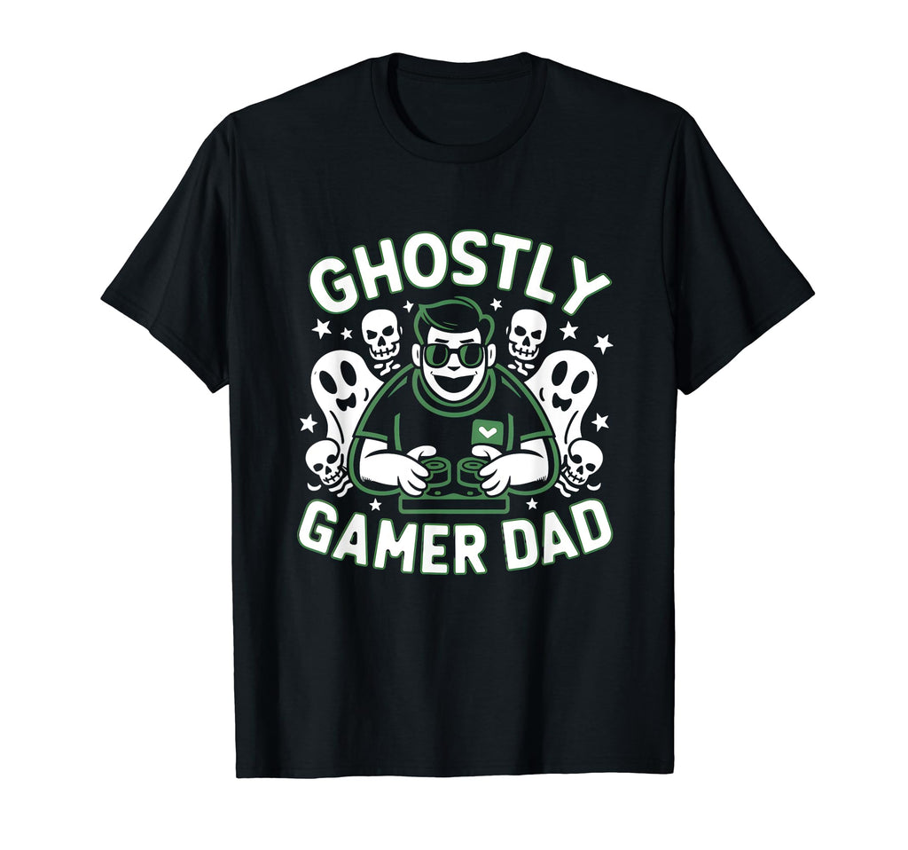 Ghostly Gamer Dad Halloween Fun T-Shirt - Custom Art Print Men Women - T-Shirt, Sweatshirt, Hoodie