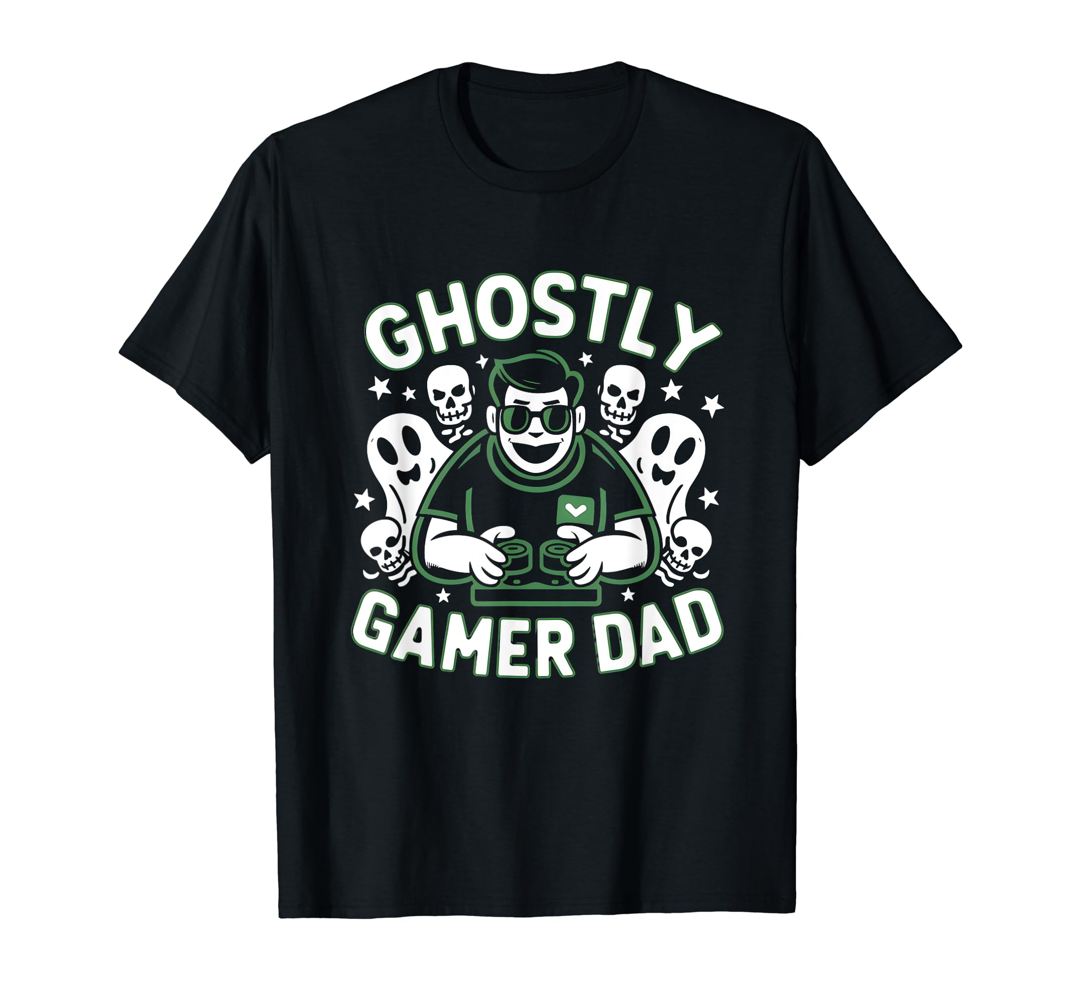 Ghostly Gamer Dad Halloween Fun T-Shirt - Custom Art Print Men Women - T-Shirt, Sweatshirt, Hoodie