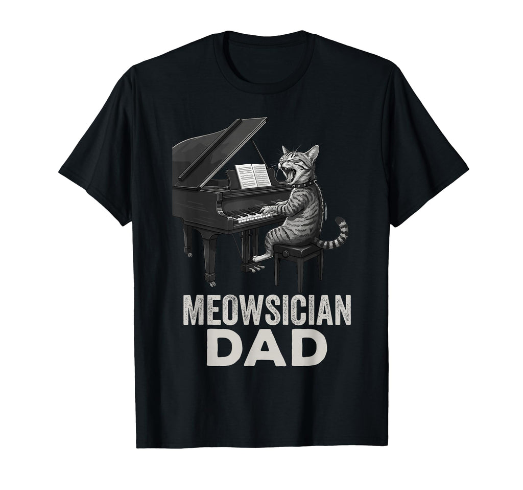 Cat Playing Piano Meowsician Dad T-Shirt - Custom Art Print for Adults - T-Shirt, Sweatshirt, Hoodie