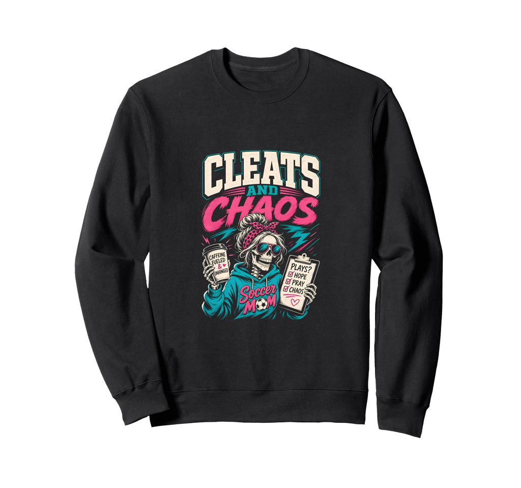 Cleats And Chaos Soccer Mom Sweatshirt - Novelty Apparel for Adults - T-Shirt, Sweatshirt, Hoodie