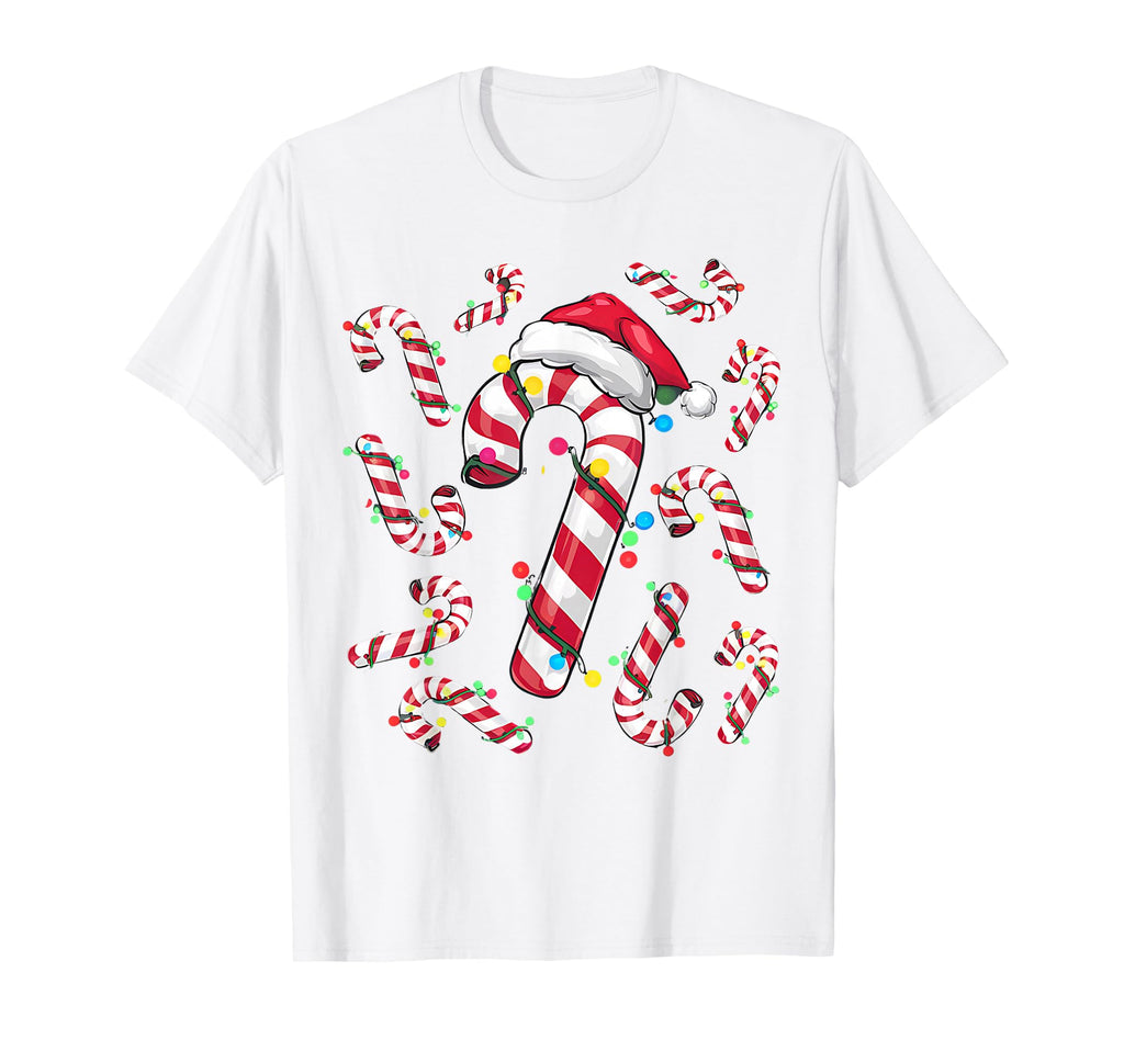Candy Cane Santa Hat And Lights T-Shirt - Streetwear Style Unisex - T-Shirt, Sweatshirt, Hoodie