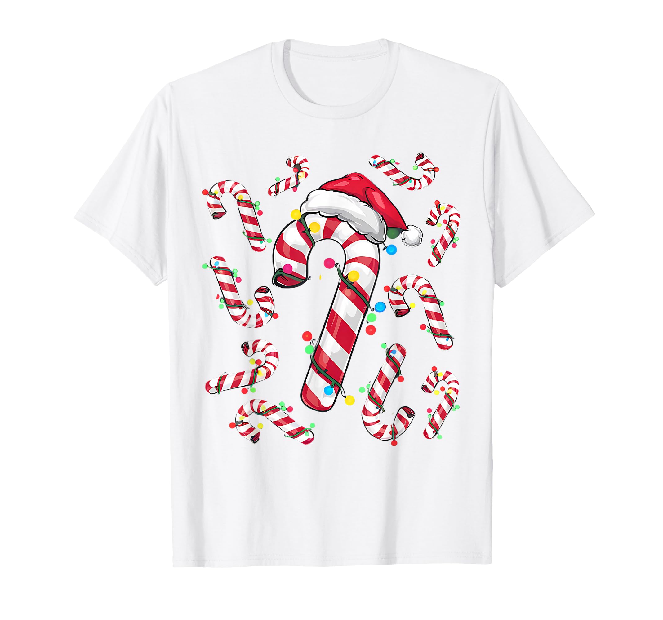 Candy Cane Santa Hat And Lights T-Shirt - Streetwear Style Unisex - T-Shirt, Sweatshirt, Hoodie