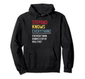 Funny Stepdad Knows Everything Hoodie - Minimalist Print for Adults - T-Shirt, Sweatshirt, Hoodie