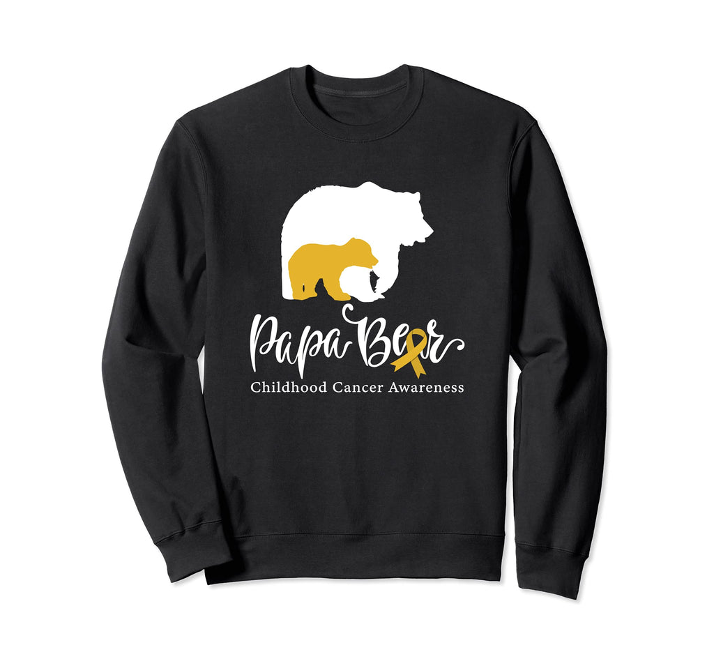 Papa Bear Golden Ribbon Childhood Sweatshirt - Graphic Print Men Women - T-Shirt, Sweatshirt, Hoodie