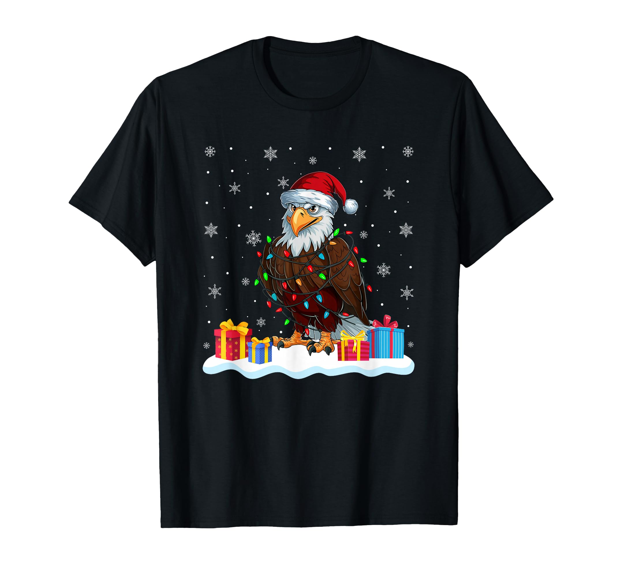 Eagle Santa Hat Tree Light Pajama T-Shirt - Novelty Apparel Men Women - T-Shirt, Sweatshirt, Hoodie