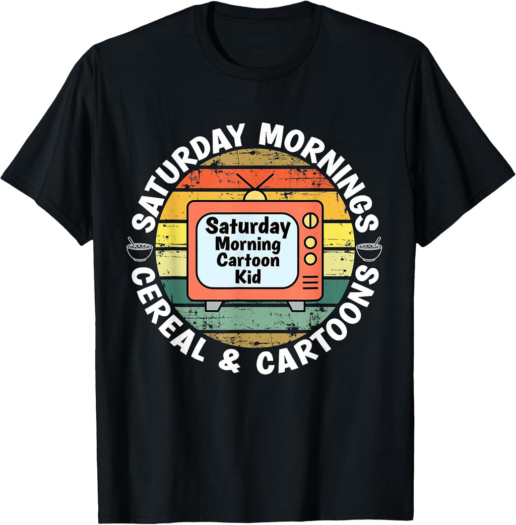 70s 80s 90s Retro Kid Saturday Mornings Cereal and - Adult & Kids T-Shirts, Sweatshirts & Hoodies apparel design preview 1
