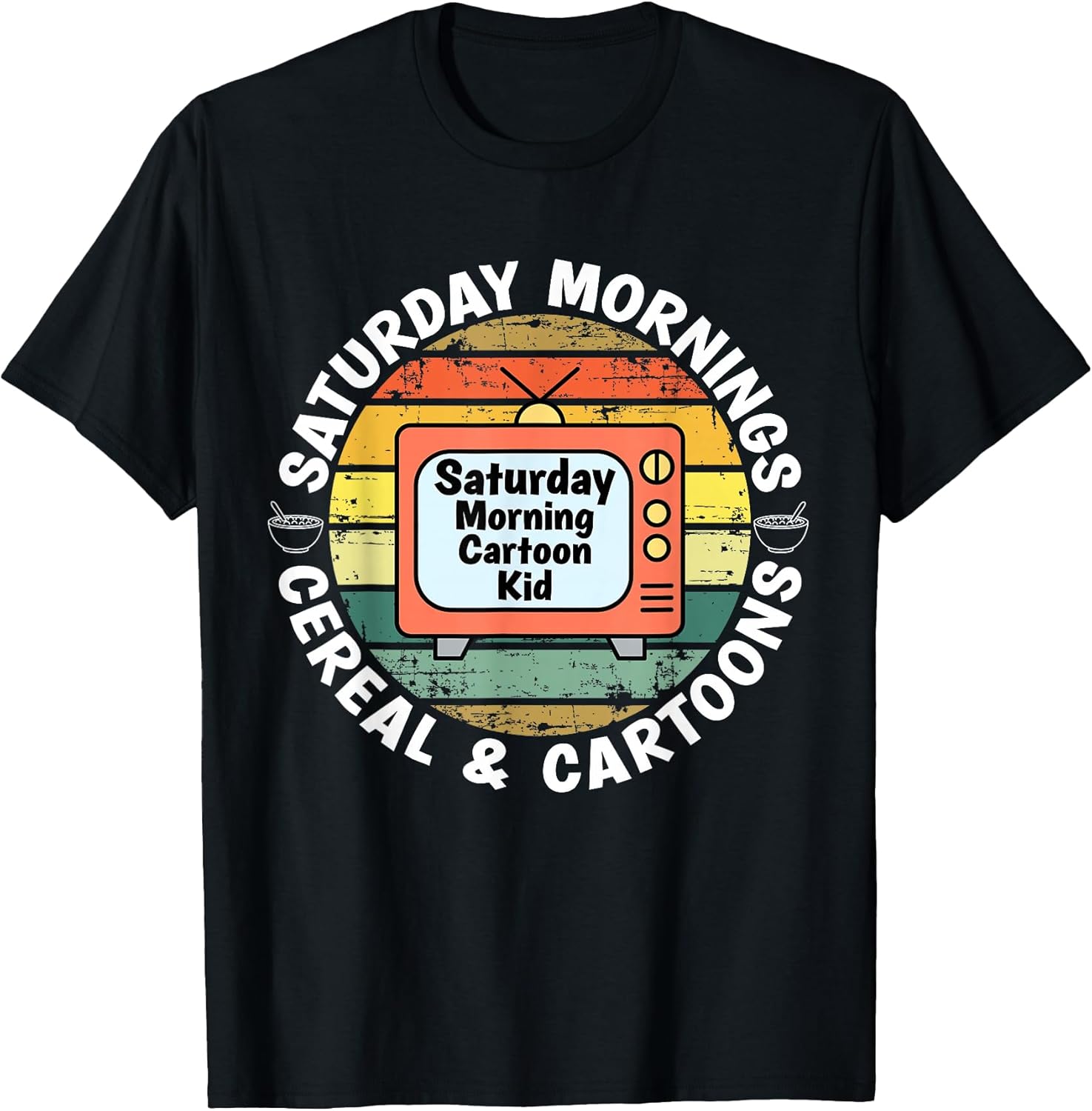 70s 80s 90s Retro Kid Saturday Mornings Cereal and - Adult & Kids T-Shirts, Sweatshirts & Hoodies apparel design preview 1