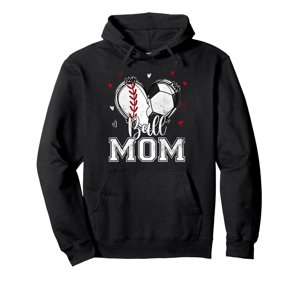 Ball Mom Baseball Soccer Heart Nana Hoodie - Minimalist Print for Adults - T-Shirt, Sweatshirt, Hoodie