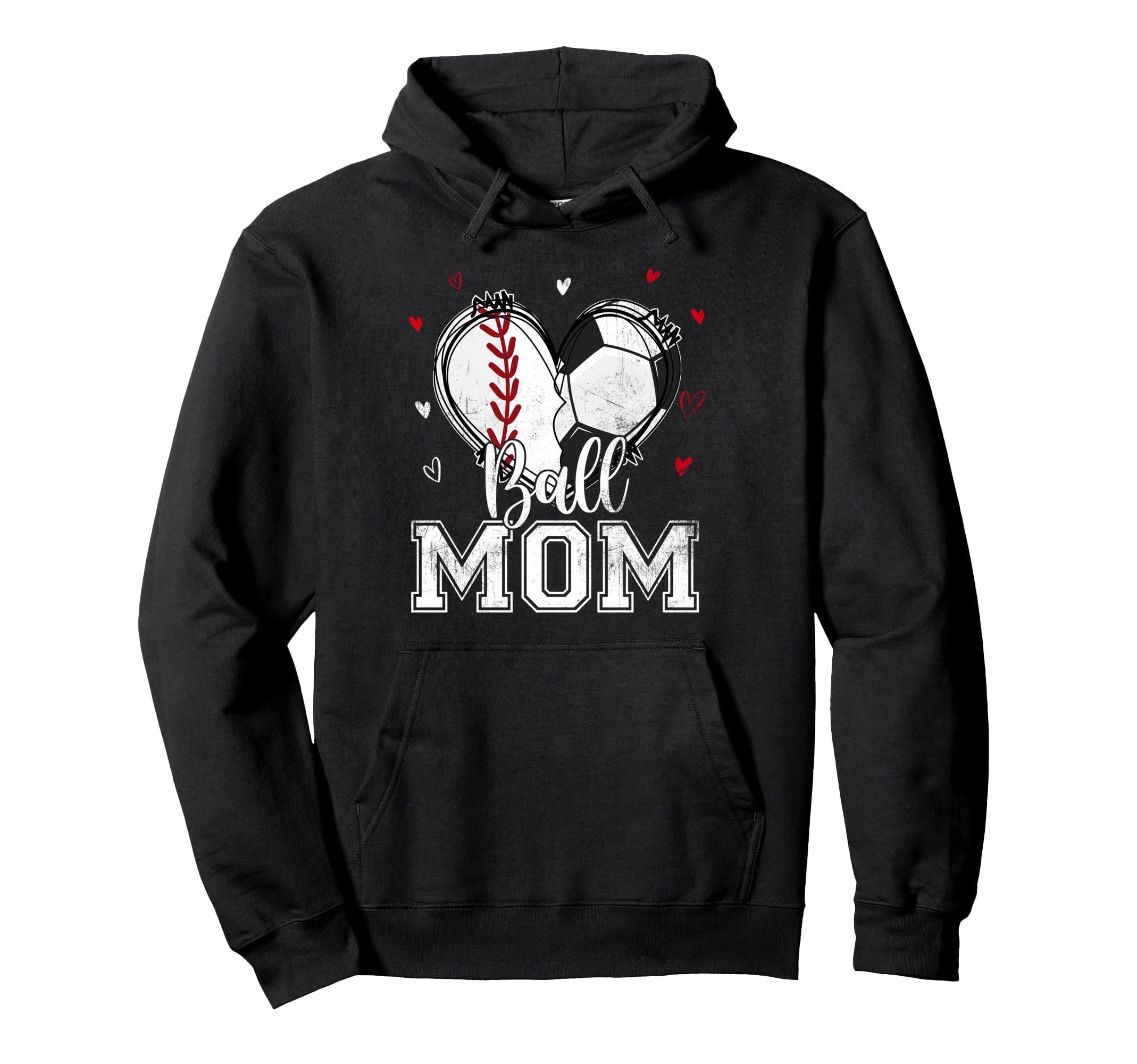 Ball Mom Baseball Soccer Heart Nana Hoodie - Minimalist Print for Adults - T-Shirt, Sweatshirt, Hoodie
