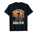 Worlds Okayest Golfer Sunset Swing T-Shirt - Unique Graphic Unisex - T-Shirt, Sweatshirt, Hoodie