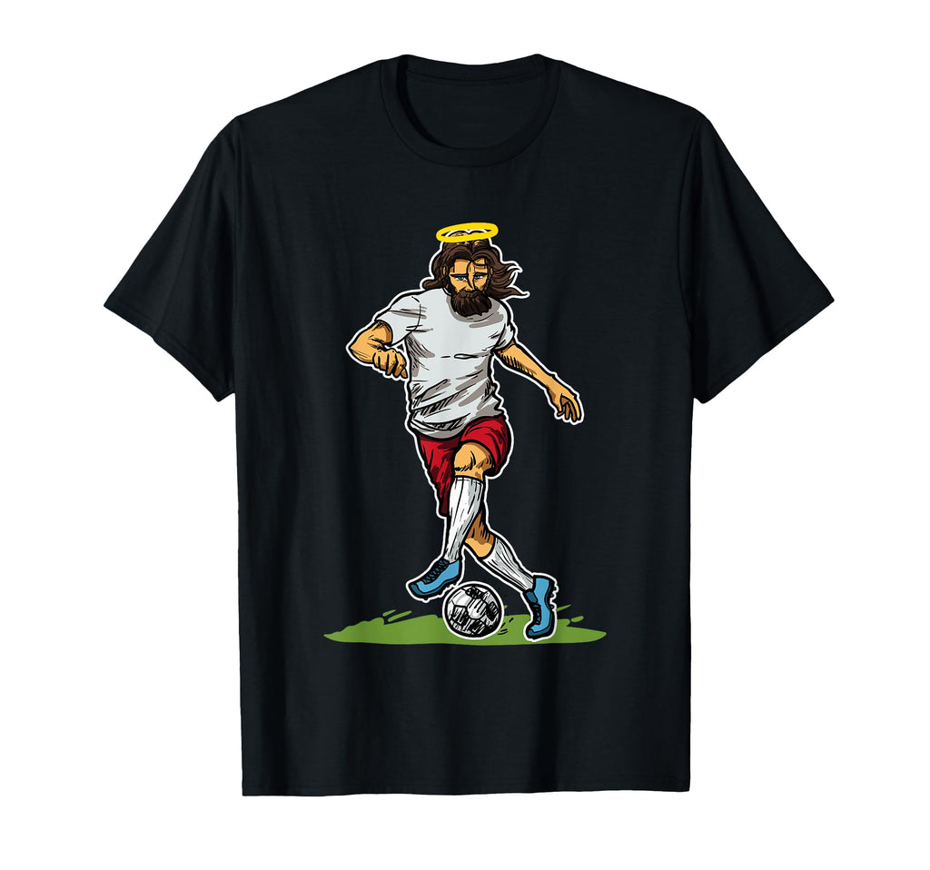 Jesus Dribbles Ball Football Soccer T-Shirt - Trendy Graphic Men Women - T-Shirt, Sweatshirt, Hoodie