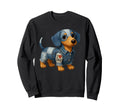 Dachshund Denim Patches I Heart Love Sweatshirt - Novelty Apparel Unisex - T-Shirt, Sweatshirt, Hoodie