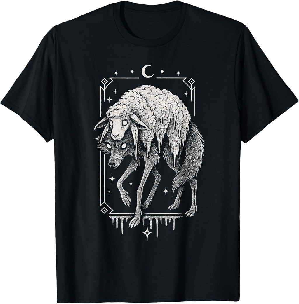 Wolf Sheep Horror Creepy Folklore Scary Goth Alt - Adult & Kids T-Shirts, Sweatshirts & Hoodies apparel design preview 1