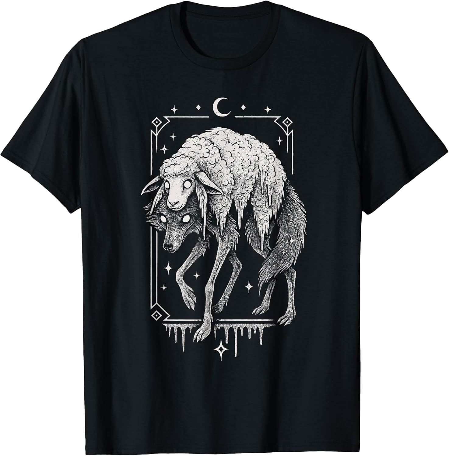 Wolf Sheep Horror Creepy Folklore Scary Goth Alt - Adult & Kids T-Shirts, Sweatshirts & Hoodies apparel design preview 1
