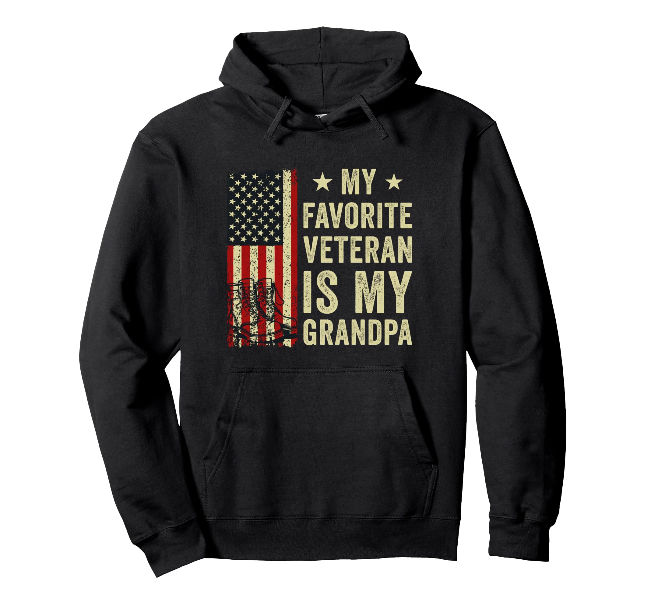 My Favorite Veteran Is My Grandpa Hoodie - Graphic Print for Adults - T-Shirt, Sweatshirt, Hoodie