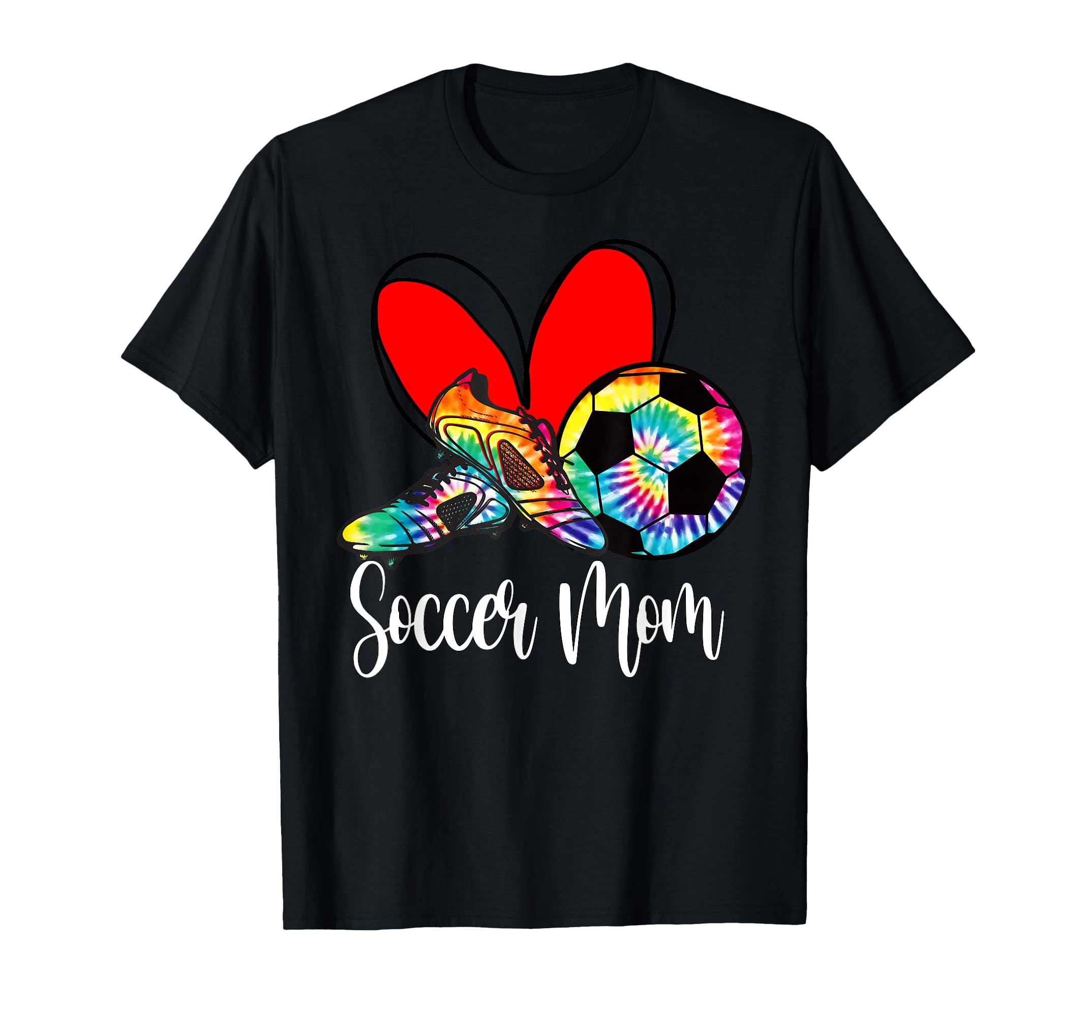 Soccer Mom Tie Dye Heart Ball Cleats T-Shirt - Custom Art Print for Adults - T-Shirt, Sweatshirt, Hoodie